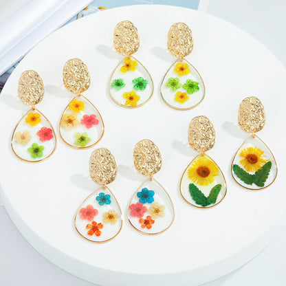 Water Drop Forget Me Not Flower Earrings