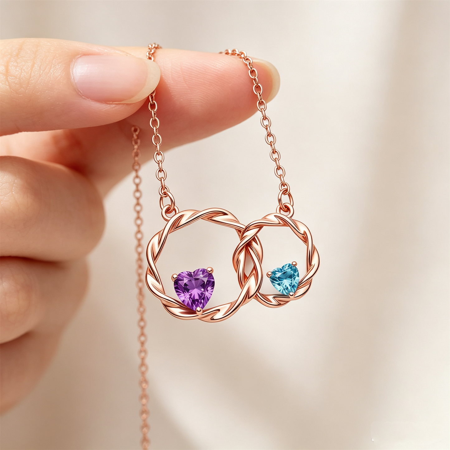 For My Daughter- I Always With You Custom Double Birthstones Necklace