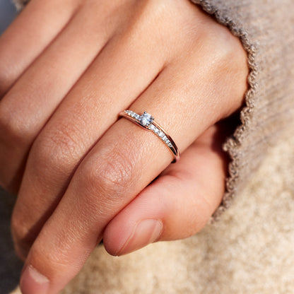 Sterling Silver Always With You Round-Cut Accent Ring