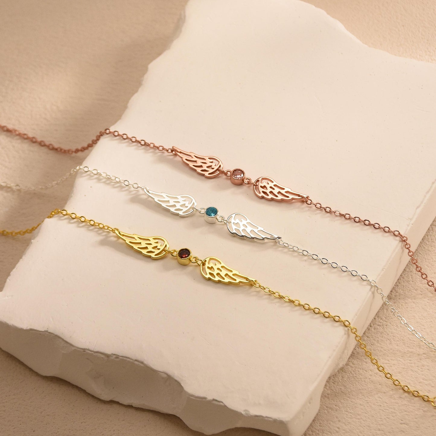 For Memorial- I'm a Wife to a Husband Custom Birthstone Wing Bracelet