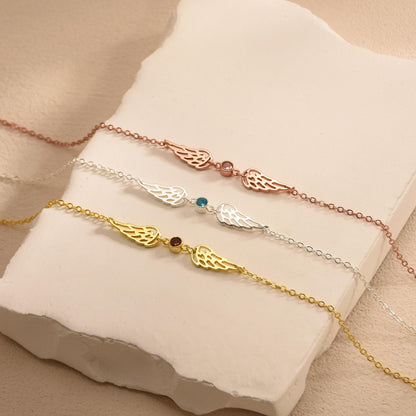 For Memorial- I'm a Wife to a Husband Custom Birthstone Wing Bracelet