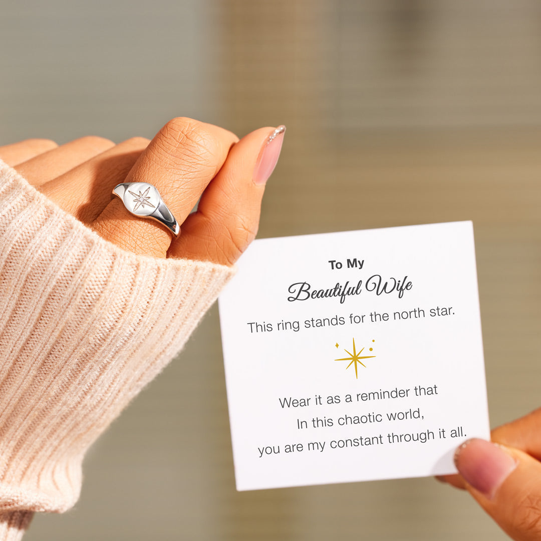For Wife North Star Signet Ring