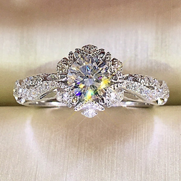 Snowflake Design Moissanite Ring