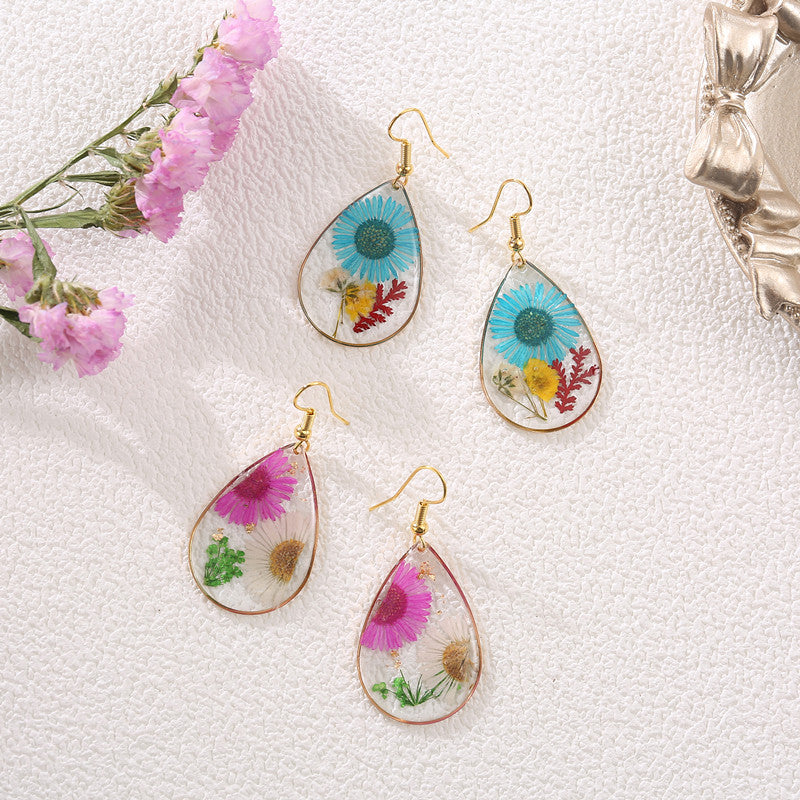 Water Drop Daisy Flower Earrings