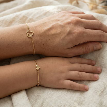 Mother & Daughter Matching Heart Beat Bracelet Set