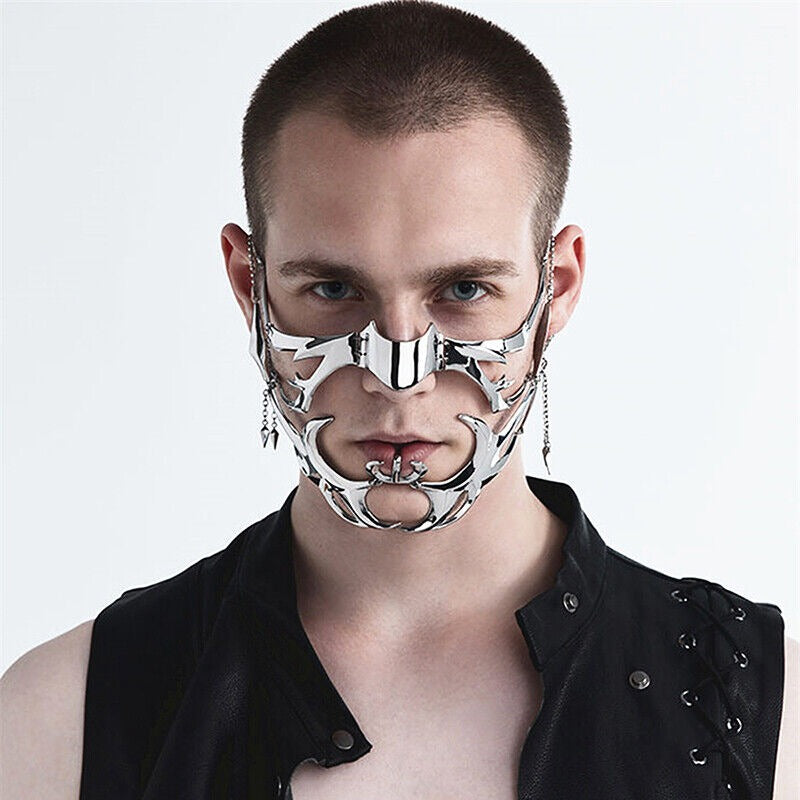 Gothic Metal Mechanical Fluid Face Earring Ornament