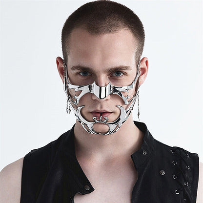 Gothic Metal Mechanical Fluid Face Earring Ornament