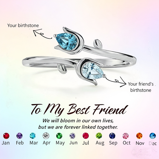 For Friend- We Will Bloom In Our Own Lives Birthstones Tulip Ring