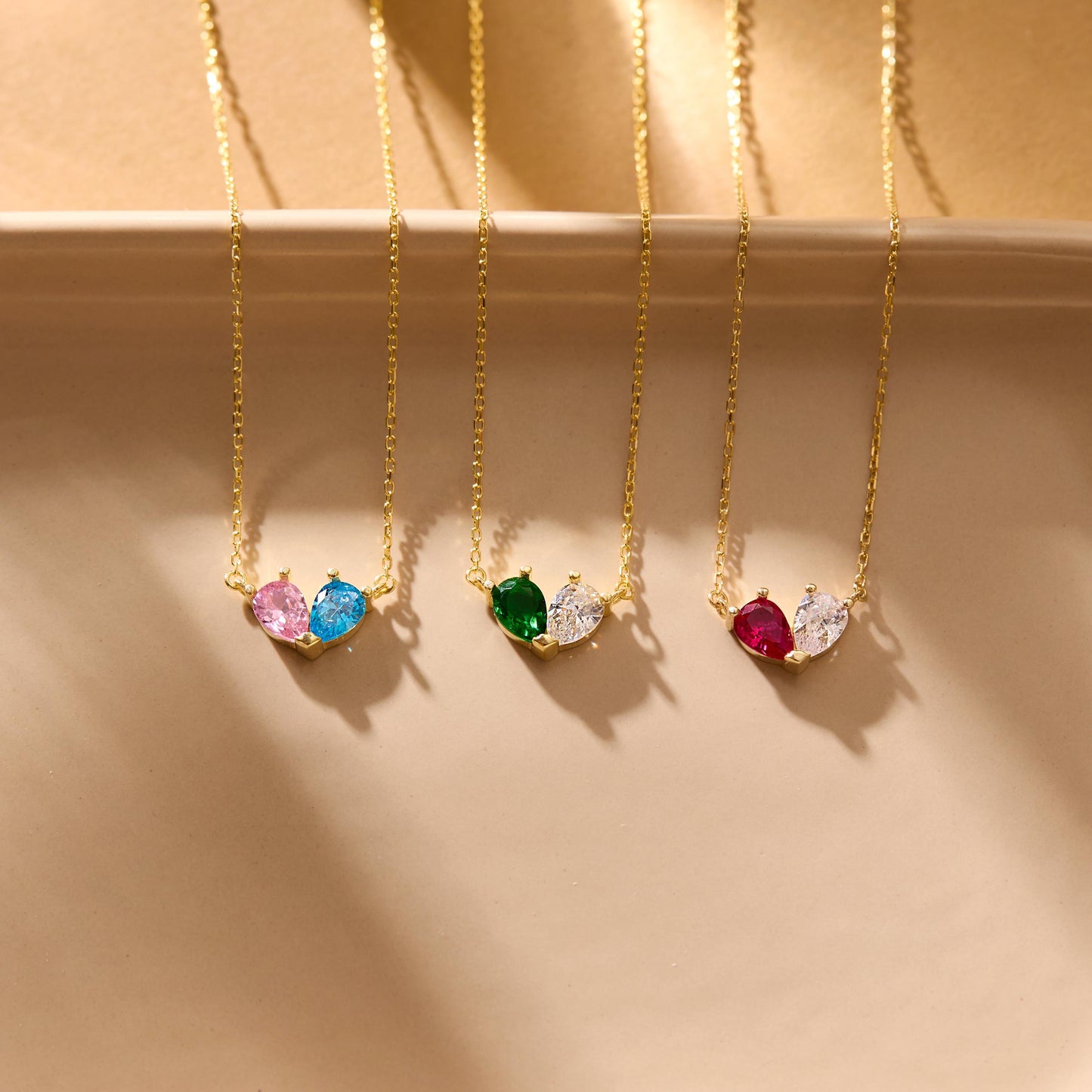 Custom Tiny Heart Birthstone Necklace