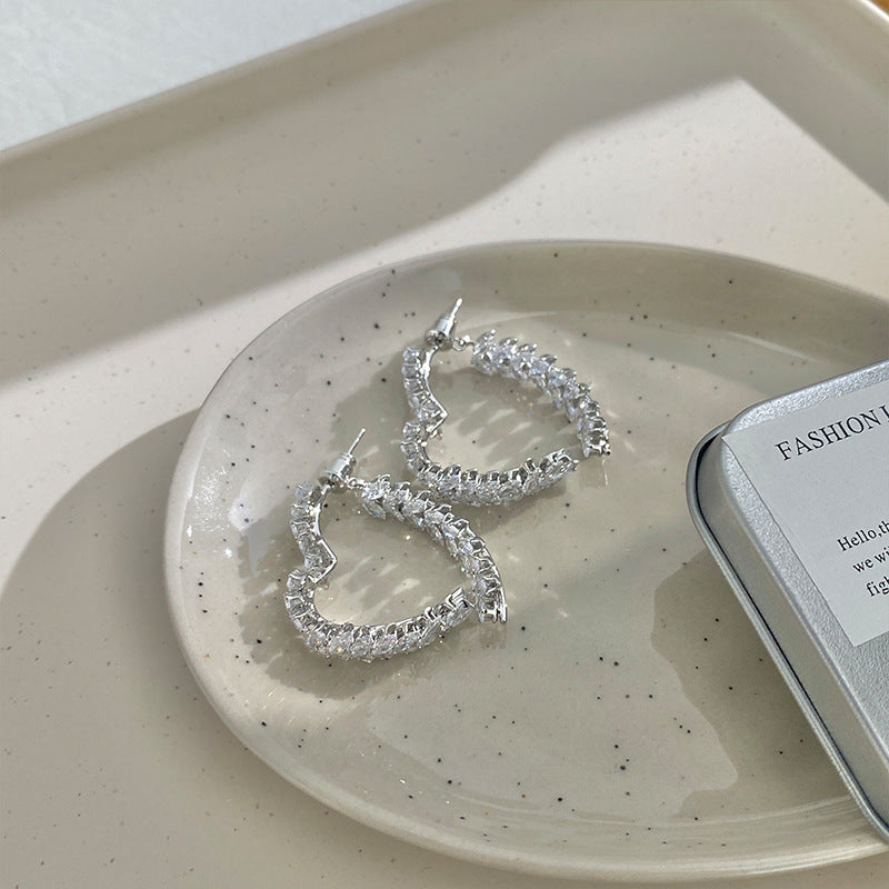 14K Gold-Plated Exquisite Crystal Heart Wheat Earrings