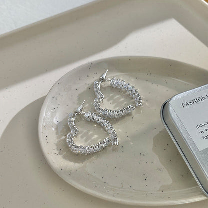 14K Gold-Plated Exquisite Crystal Heart Wheat Earrings