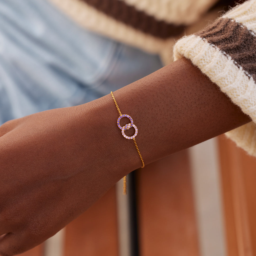 Mother & Daughter Birthstone Knitted Interlocking Bracelet
