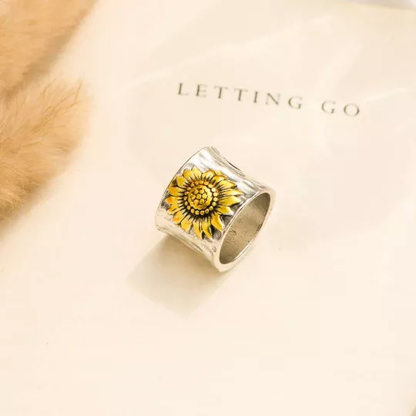 To My Best Friend Golden Sunflower Wide Band Ring