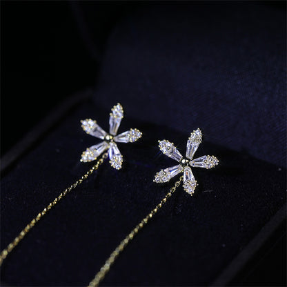 Shiny Diamond Flower Earrings
