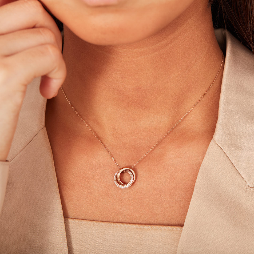 Mother Daughter Love Forever Interlocking Necklace