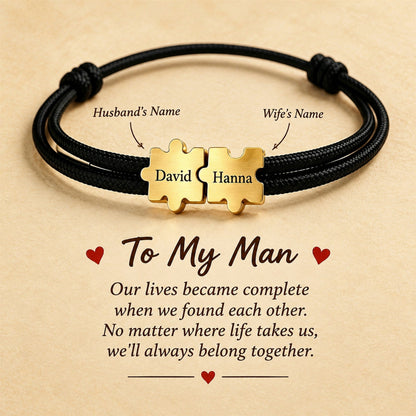 To My Man- Couple Puzzle Custom Name Bracelet