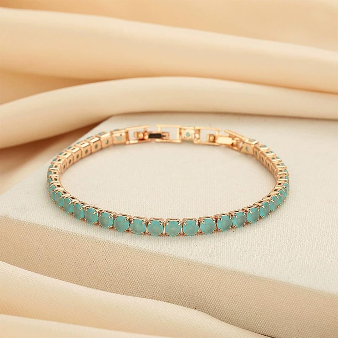 Thalassophile Teal Matte Crystal Tennis Bracelet