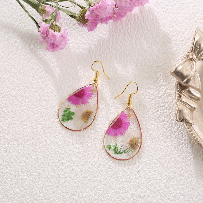 Water Drop Daisy Flower Earrings