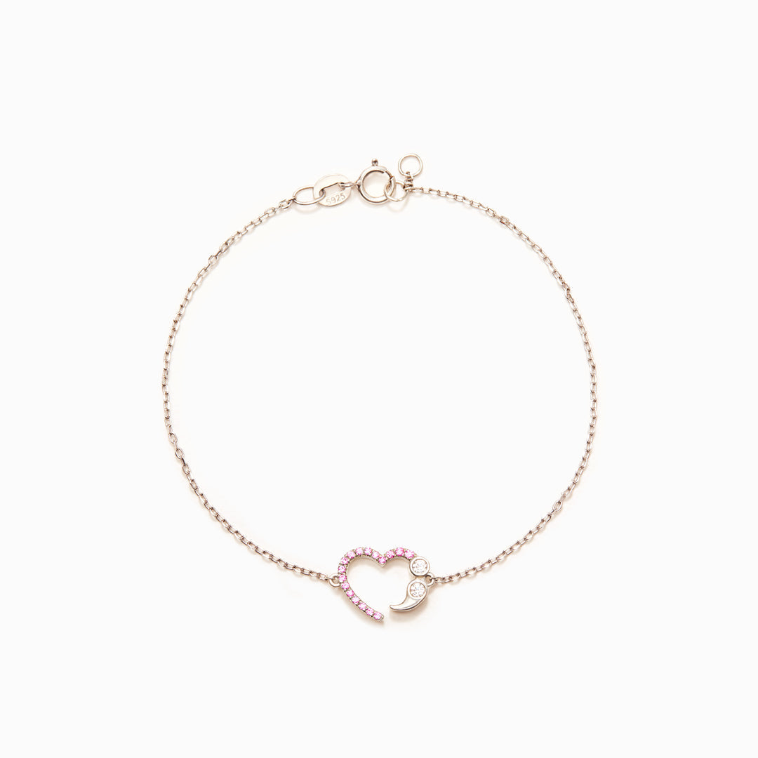 And So She Goes On Heart Semicolon Bracelet
