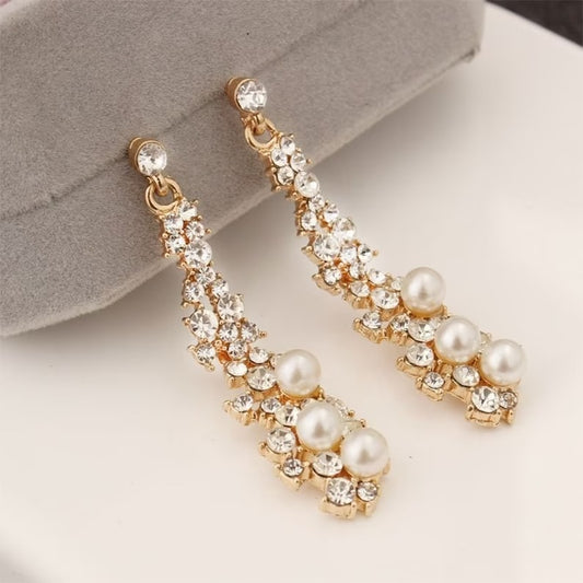 Pearl Moissanite Dangle Chandelier Drop Earrings