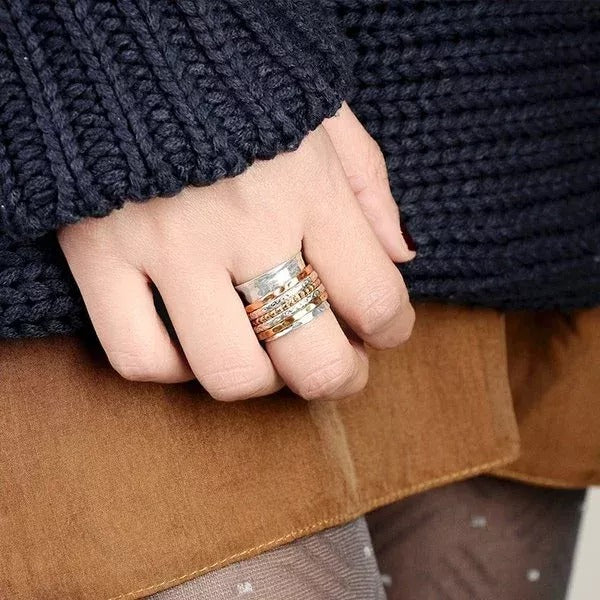 Bohemian Meditation Wide Band Spinner Ring