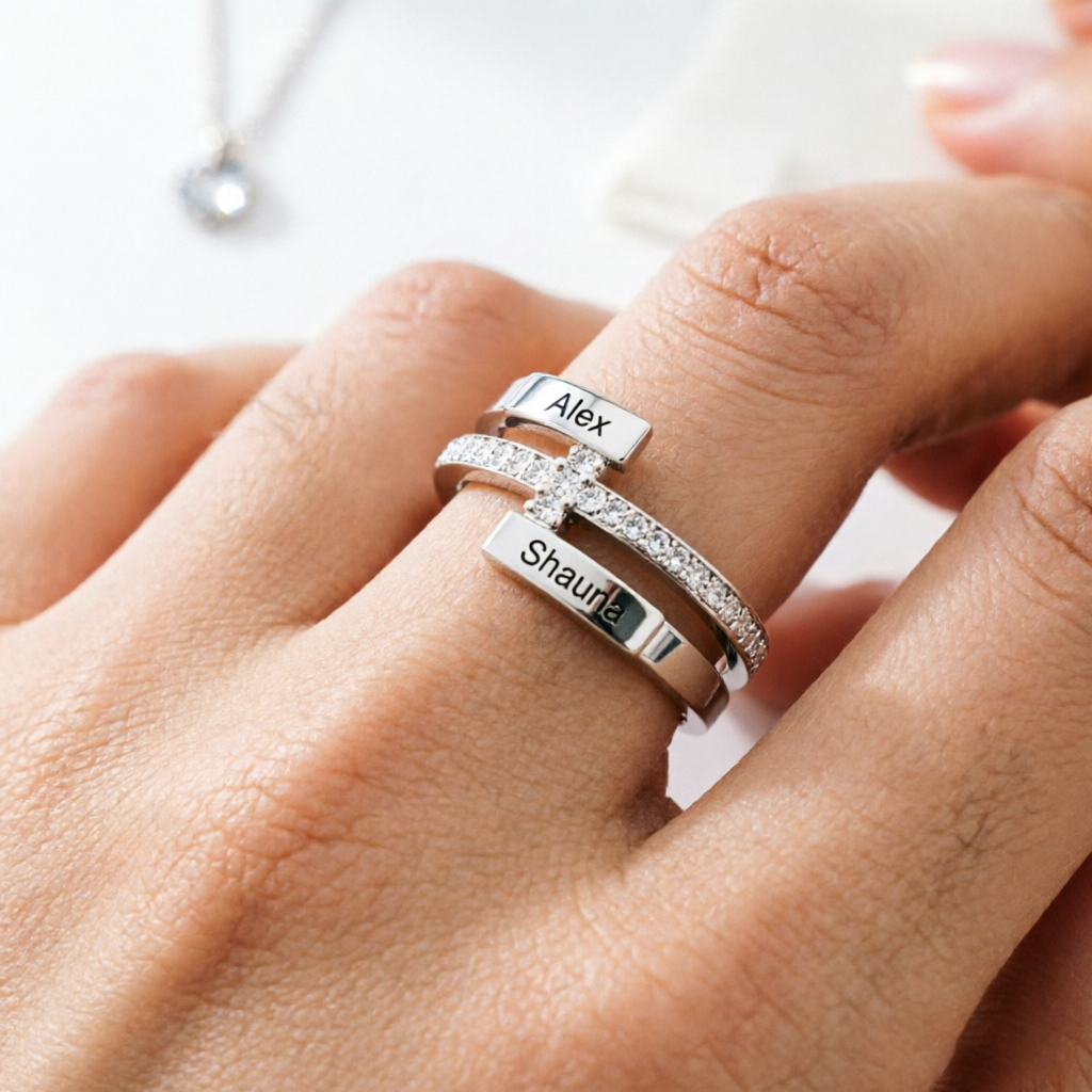 For Love- Personalized Double Name Ring