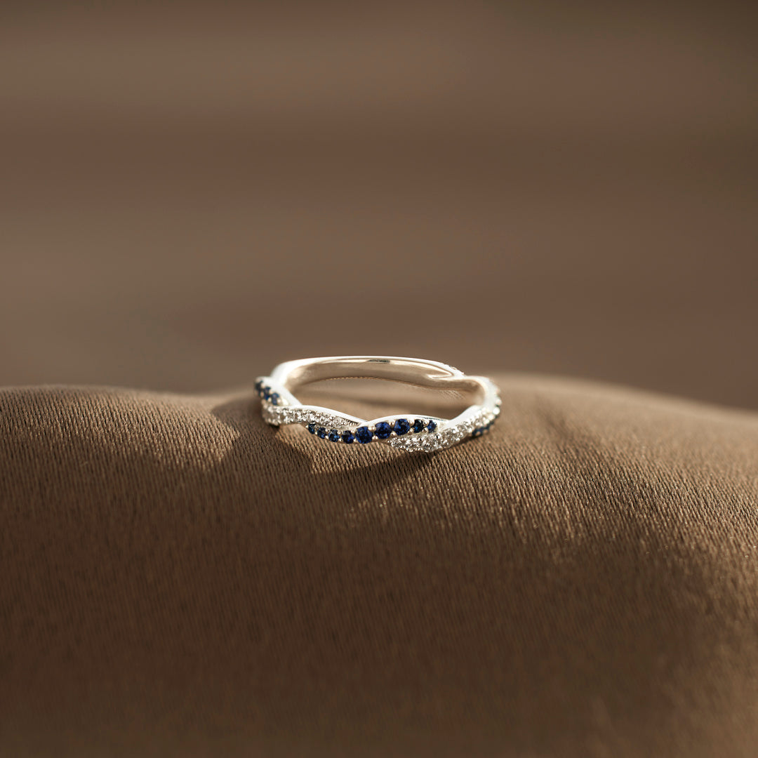 Personalized Wavy Birthstone Promise Ring
