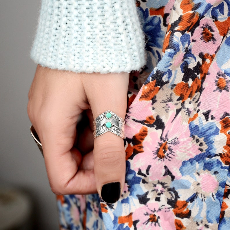 Two Stone Turquoise Ring