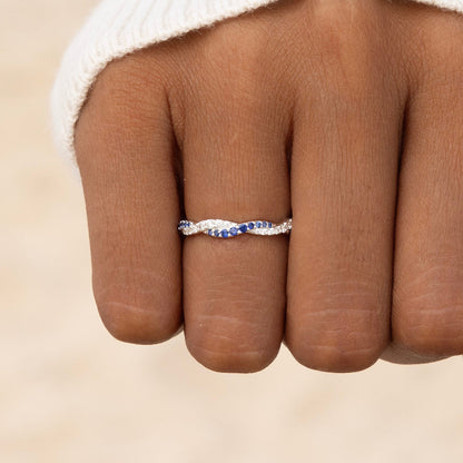 Personalized Wavy Birthstone Promise Ring