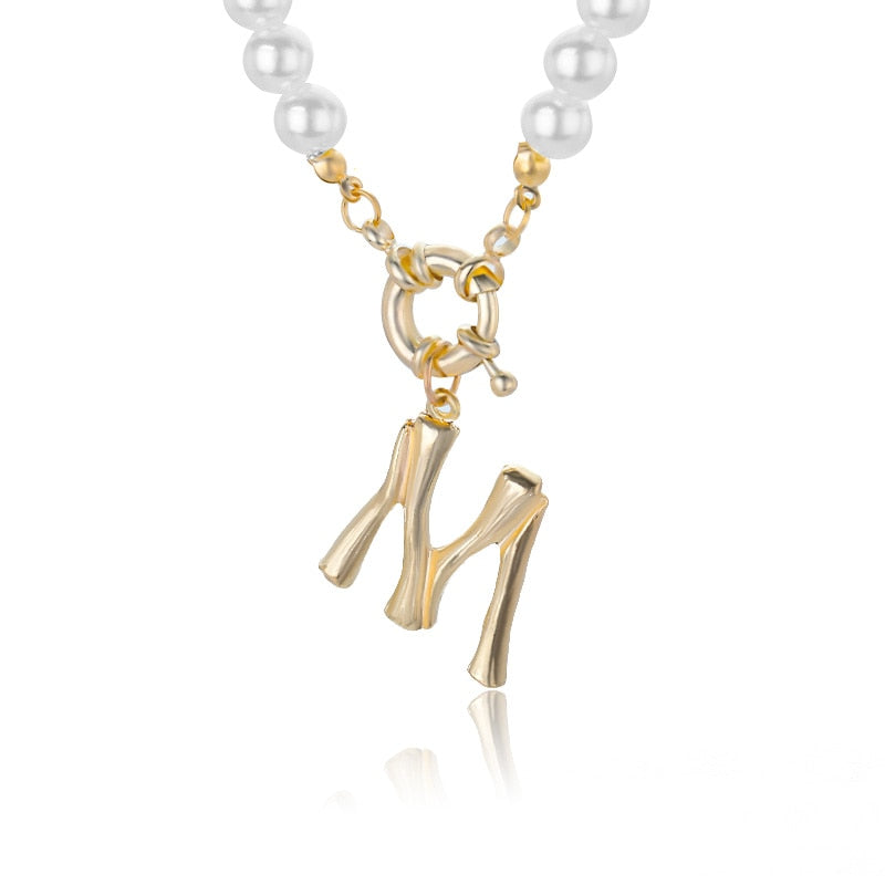 Personal Pearl Necklace Choker Alphabet A-Z