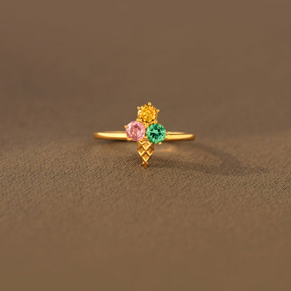Mama's Love Never Melts Ice Cream Birthstones Ring