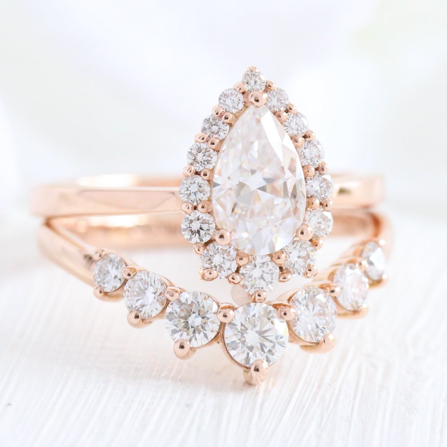 Tiara Halo Pear Ring Two Piece Set