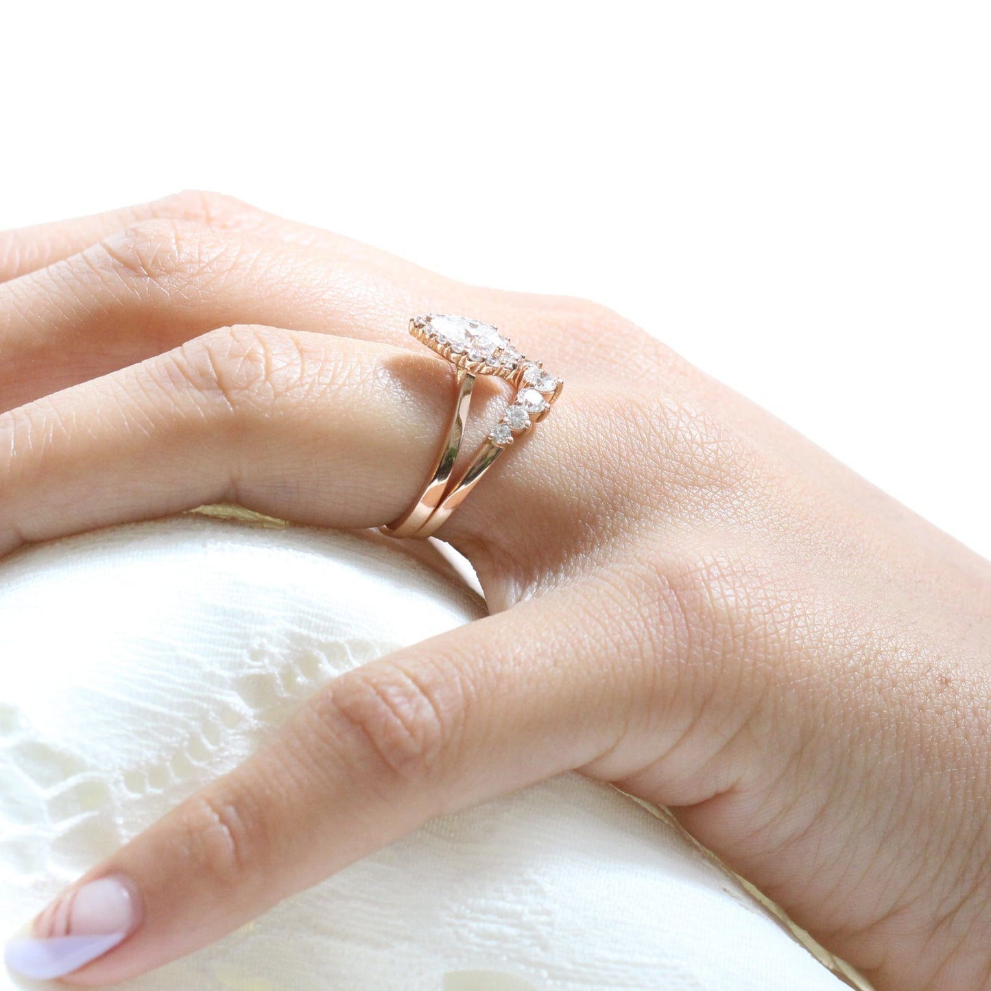 Tiara Halo Pear Ring Two Piece Set