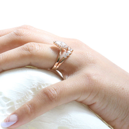 Tiara Halo Pear Ring Two Piece Set