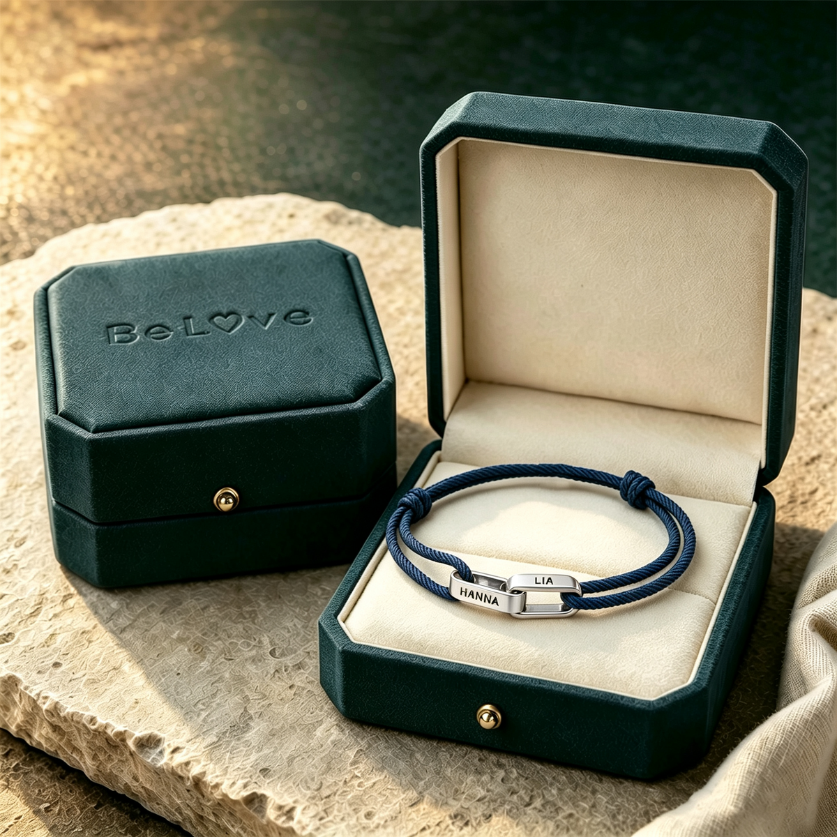 Mother And Son Connected By Heart Custom Name Bond Bracelet