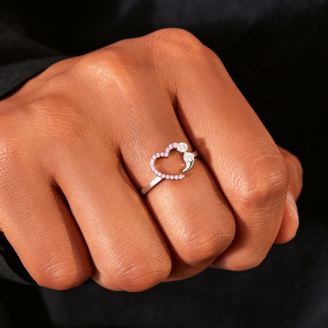 Never Give Up No Matter What Semicolon Ring