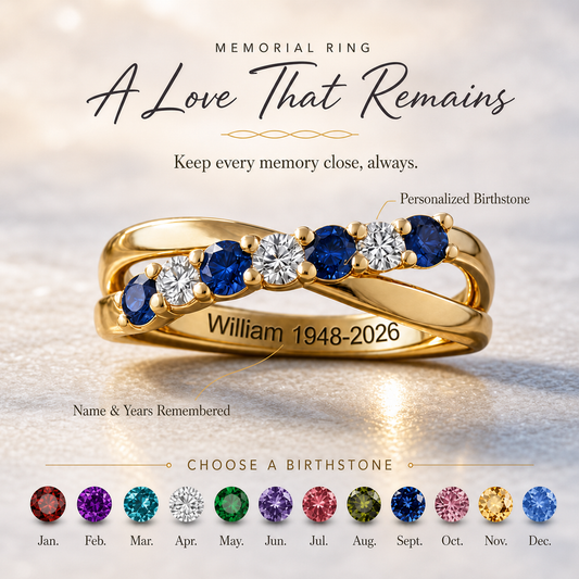 Always In My Heart, Personalized Memorial Birthstone Ring, Sympathy Gift