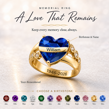 Personalized Memorial Birthstone Ring, Hug From Heaven Gift