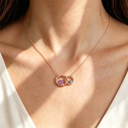 For My Daughter- I Always With You Custom Double Birthstones Necklace