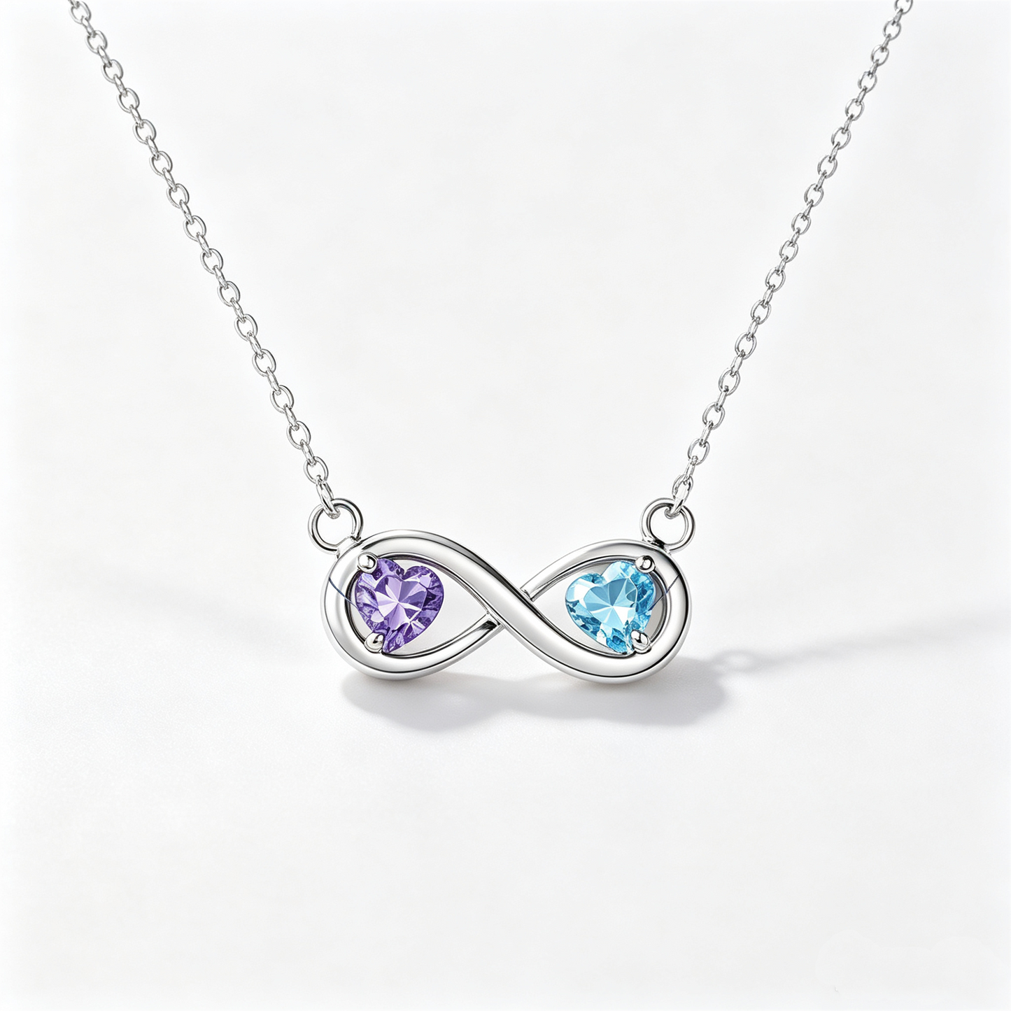 Grandmother&Granddaughter Connected By Heart Double Birthstones Infinity Necklace