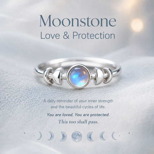 This Too Shall Pass Moon Phases Moonstone Ring