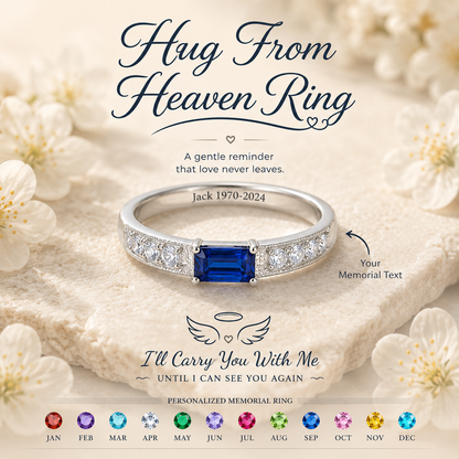 Personalized Hug From Heaven Birthstone Memorial Ring