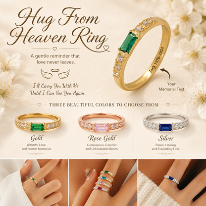 Personalized Hug From Heaven Birthstone Memorial Ring