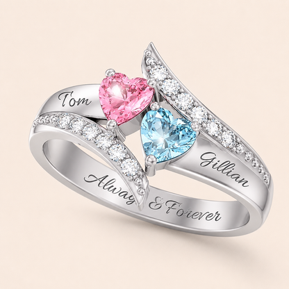 I Love You Forever - Personalized Promise Birthstones Ring