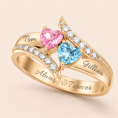 I Love You Forever - Personalized Promise Birthstones Ring