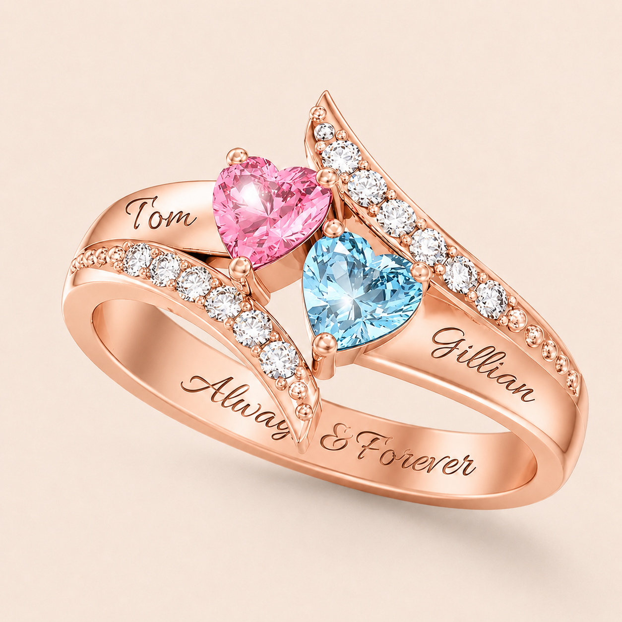I Love You Forever - Personalized Promise Birthstones Ring