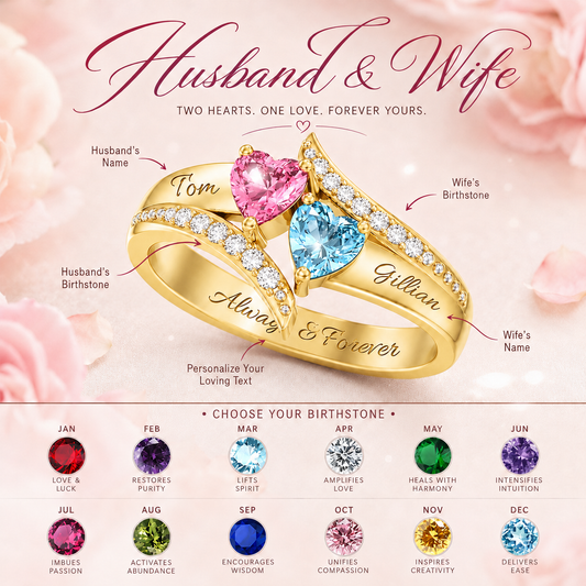 I Love You Forever - Personalized Promise Birthstones Ring