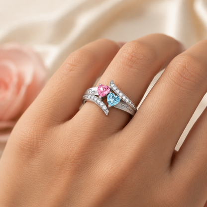I Love You Forever - Personalized Promise Birthstones Ring