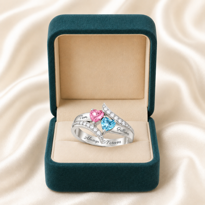 I Love You Forever - Personalized Promise Birthstones Ring