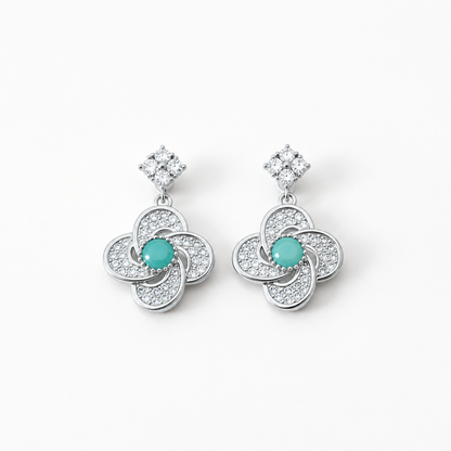Turquoise Blossom Earrings-Carry Peace Close to Your Heart